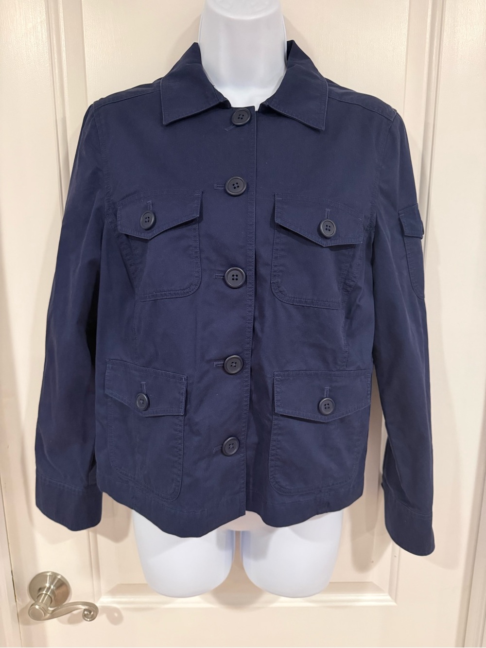 L.L. Bean Navy Button-Up Utility Jacket